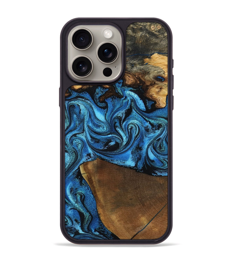 iPhone 15 Pro Max Wood Phone Case - Emir (Blue, 799063)