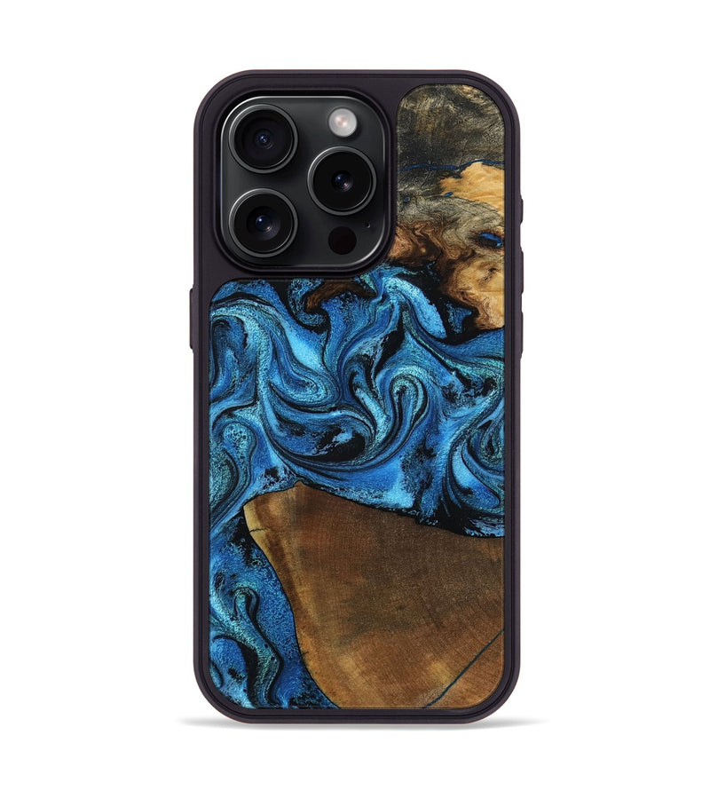 iPhone 15 Pro Wood Phone Case - Emir (Blue, 799063)