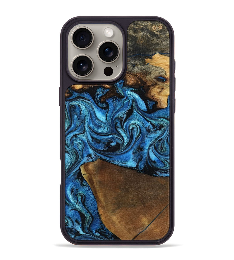 iPhone 16 Pro Max Wood Phone Case - Emir (Blue, 799063)