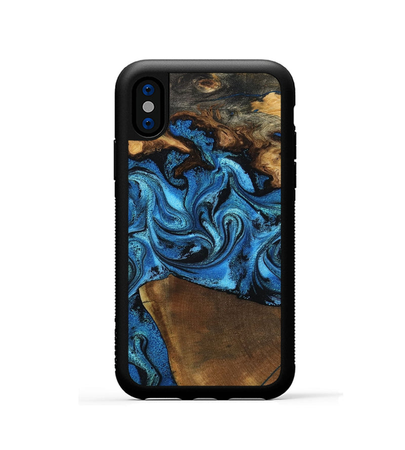 iPhone Xs Wood Phone Case - Emir (Blue, 799063)