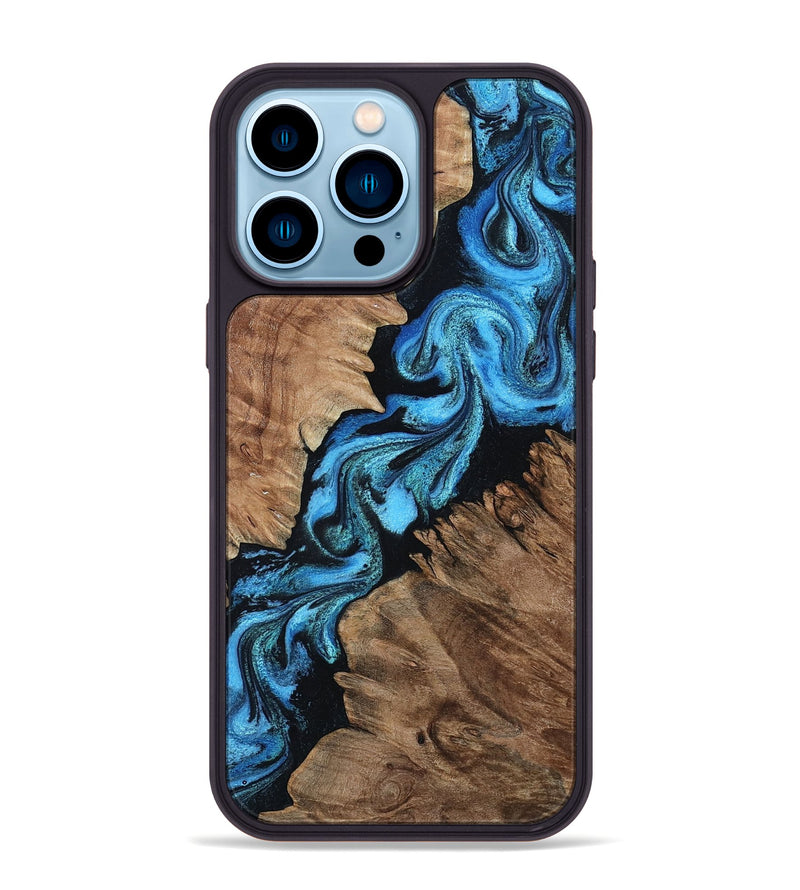 iPhone 14 Pro Max Wood Phone Case - Connie (Blue, 799064)