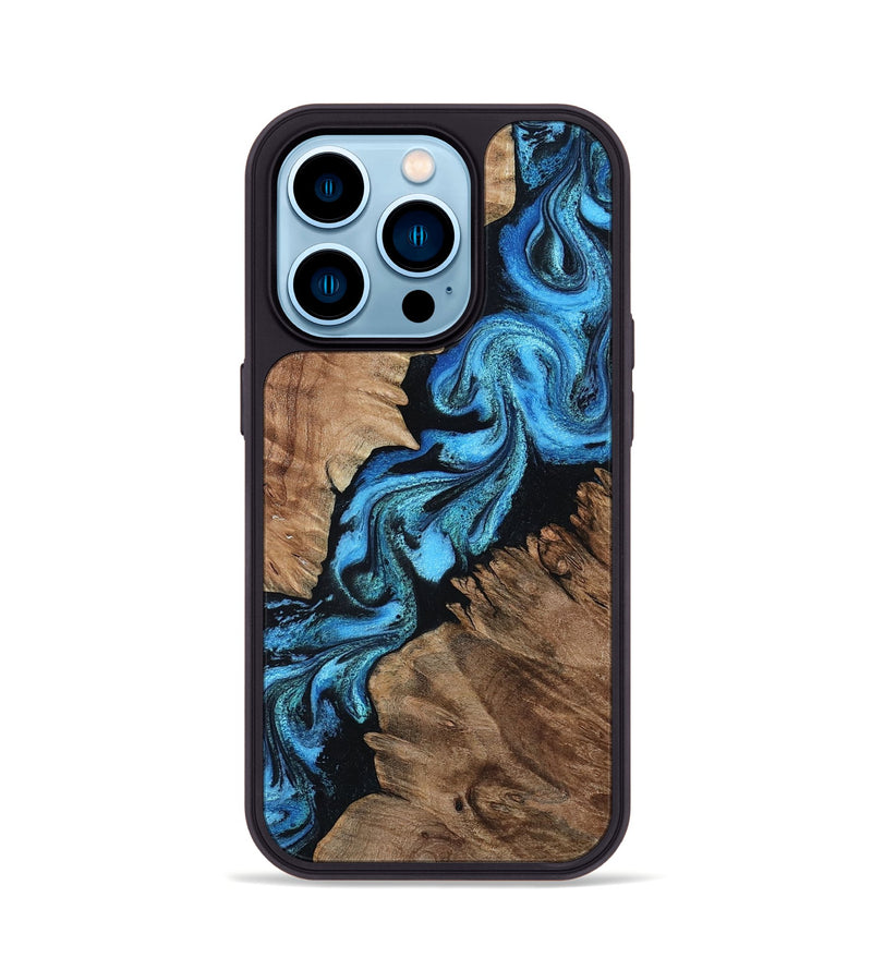 iPhone 14 Pro Wood Phone Case - Connie (Blue, 799064)