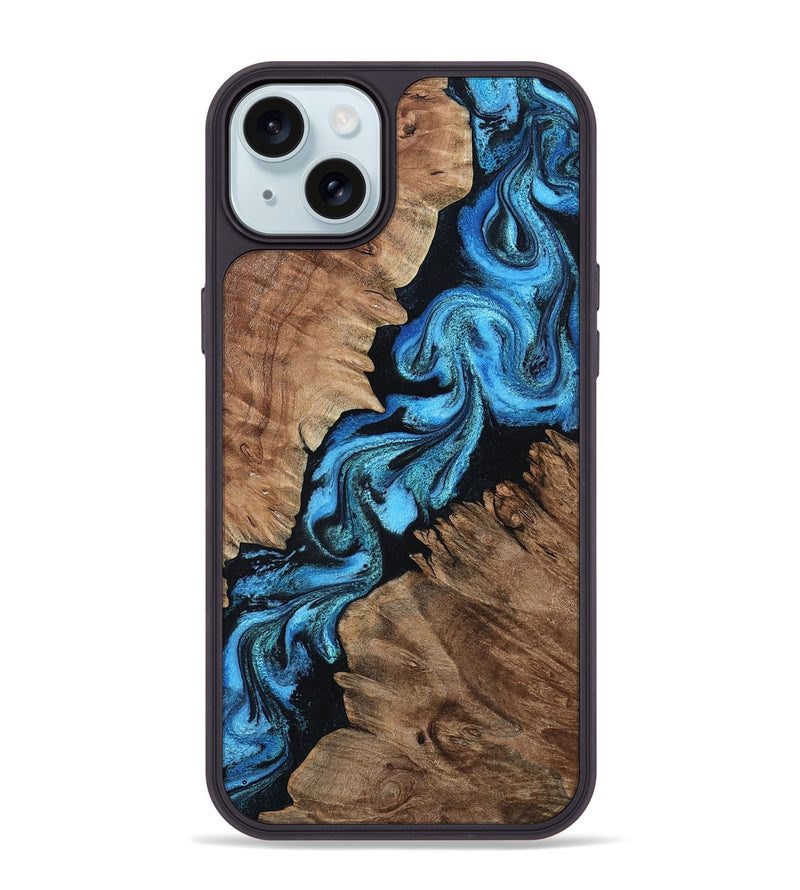 iPhone 15 Plus Wood Phone Case - Connie (Blue, 799064)