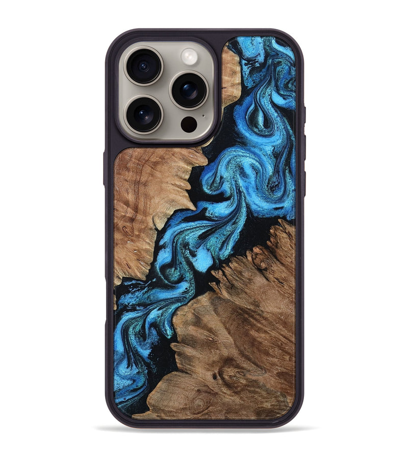 iPhone 16 Pro Max Wood Phone Case - Connie (Blue, 799064)