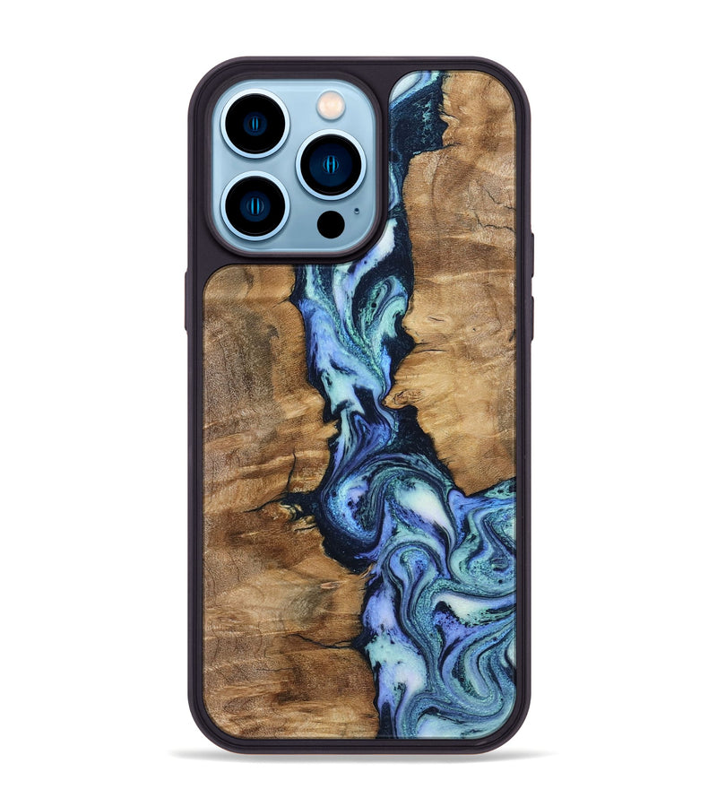 iPhone 14 Pro Max Wood Phone Case - Ramona (Blue, 799065)