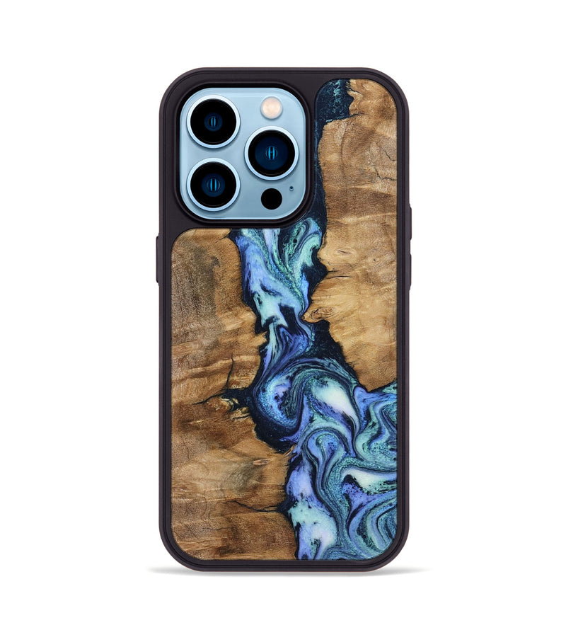 iPhone 14 Pro Wood Phone Case - Ramona (Blue, 799065)