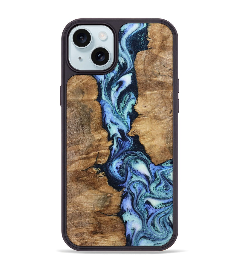 iPhone 15 Plus Wood Phone Case - Ramona (Blue, 799065)