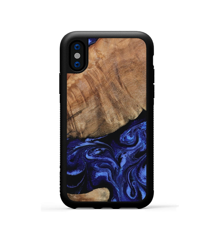 iPhone Xs Wood Phone Case - Alex (Blue, 799066)