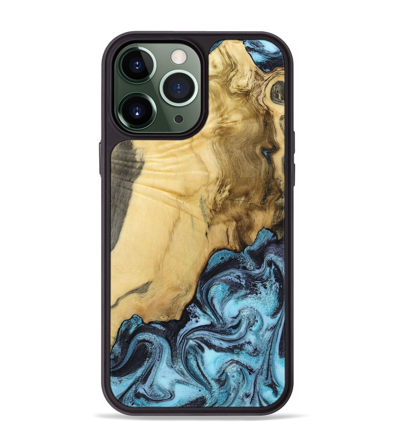 iPhone 13 Pro Max Wood Phone Case - Alayah (Blue, 799067)