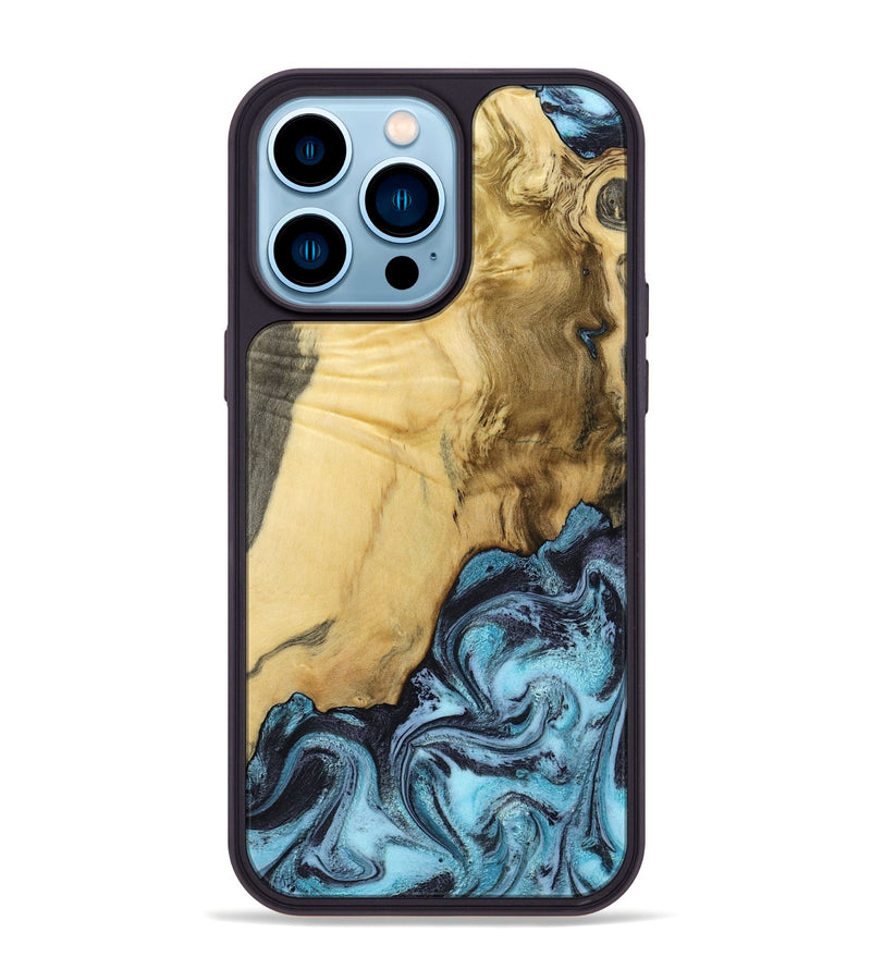 iPhone 14 Pro Max Wood Phone Case - Alayah (Blue, 799067)