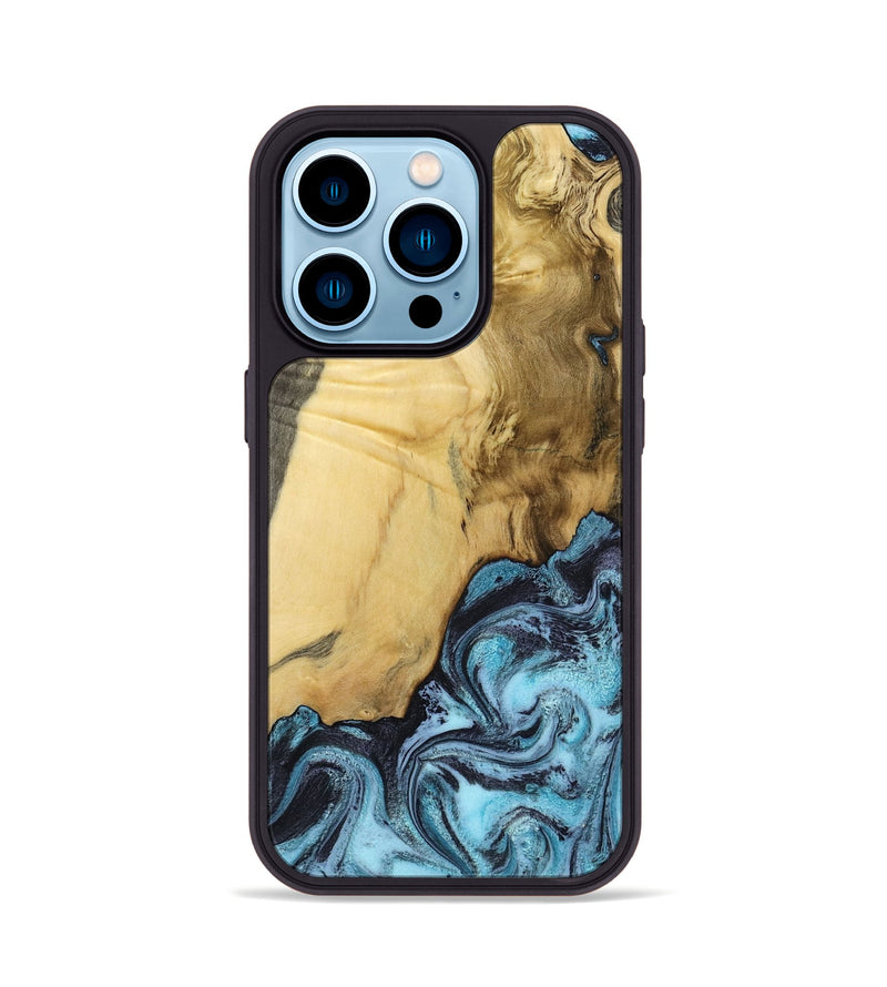 iPhone 14 Pro Wood Phone Case - Alayah (Blue, 799067)