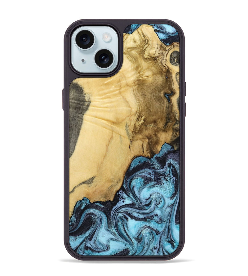 iPhone 15 Plus Wood Phone Case - Alayah (Blue, 799067)