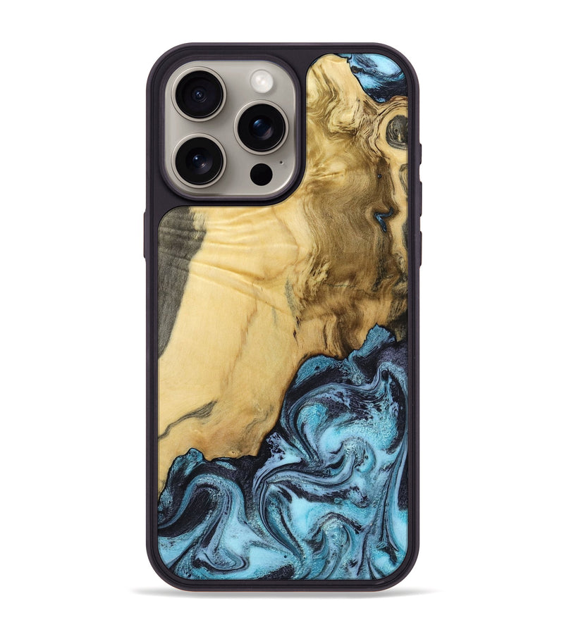 iPhone 15 Pro Max Wood Phone Case - Alayah (Blue, 799067)