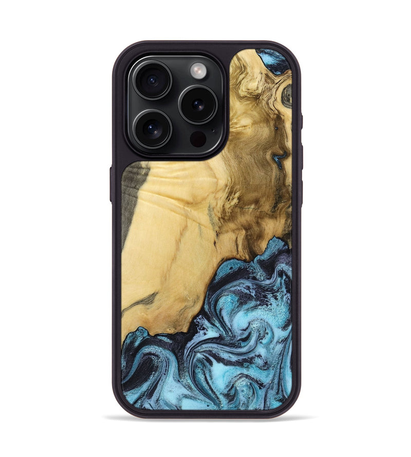 iPhone 15 Pro Wood Phone Case - Alayah (Blue, 799067)