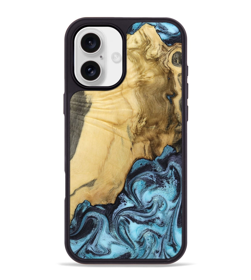 iPhone 16 Plus Wood Phone Case - Alayah (Blue, 799067)