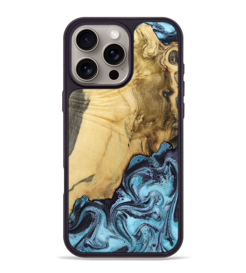 iPhone 16 Pro Max Wood Phone Case - Alayah (Blue, 799067)