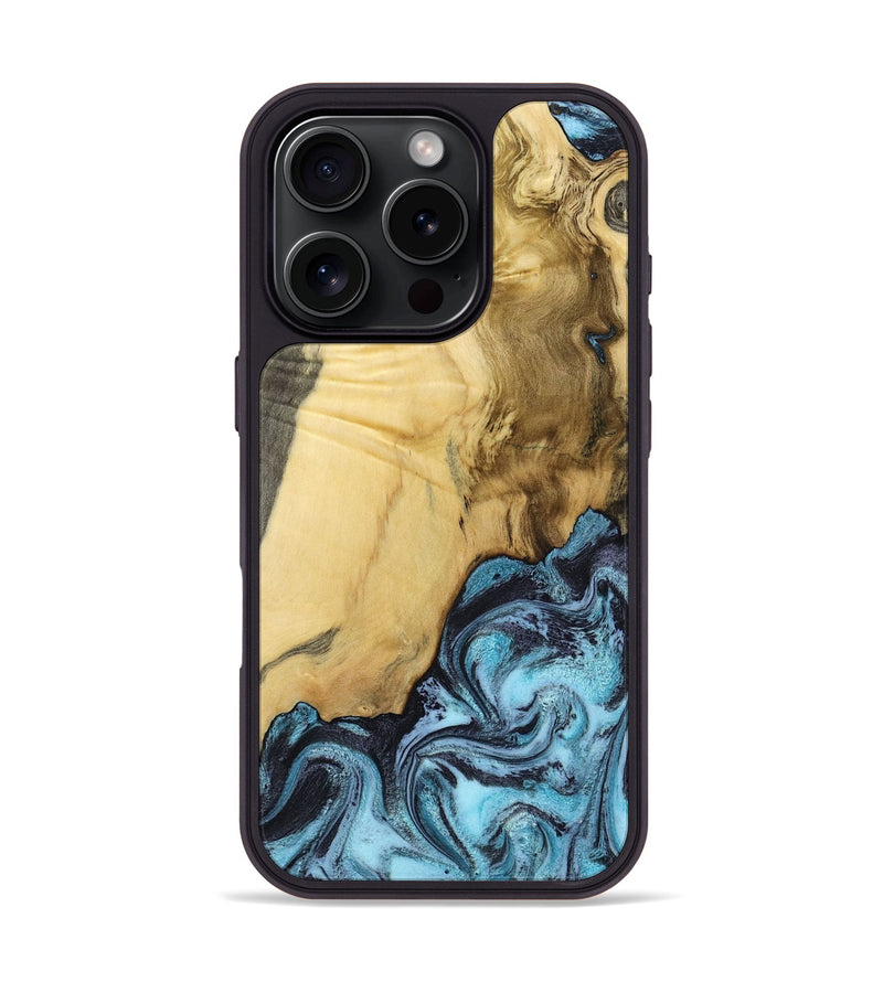 iPhone 16 Pro Wood Phone Case - Alayah (Blue, 799067)