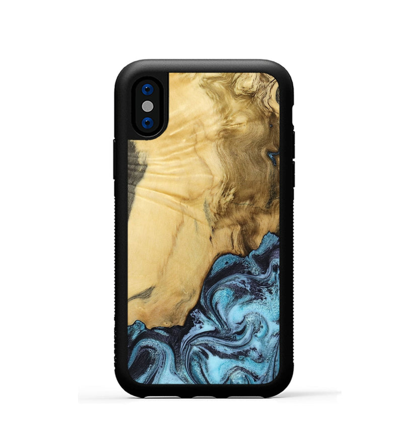 iPhone Xs Wood Phone Case - Alayah (Blue, 799067)