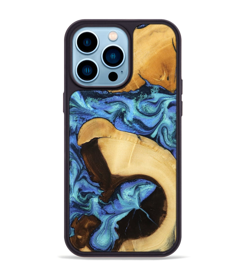 iPhone 14 Pro Max Wood Phone Case - Chantal (Blue, 799072)