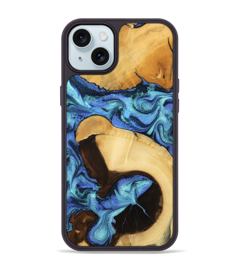 iPhone 15 Plus Wood Phone Case - Chantal (Blue, 799072)