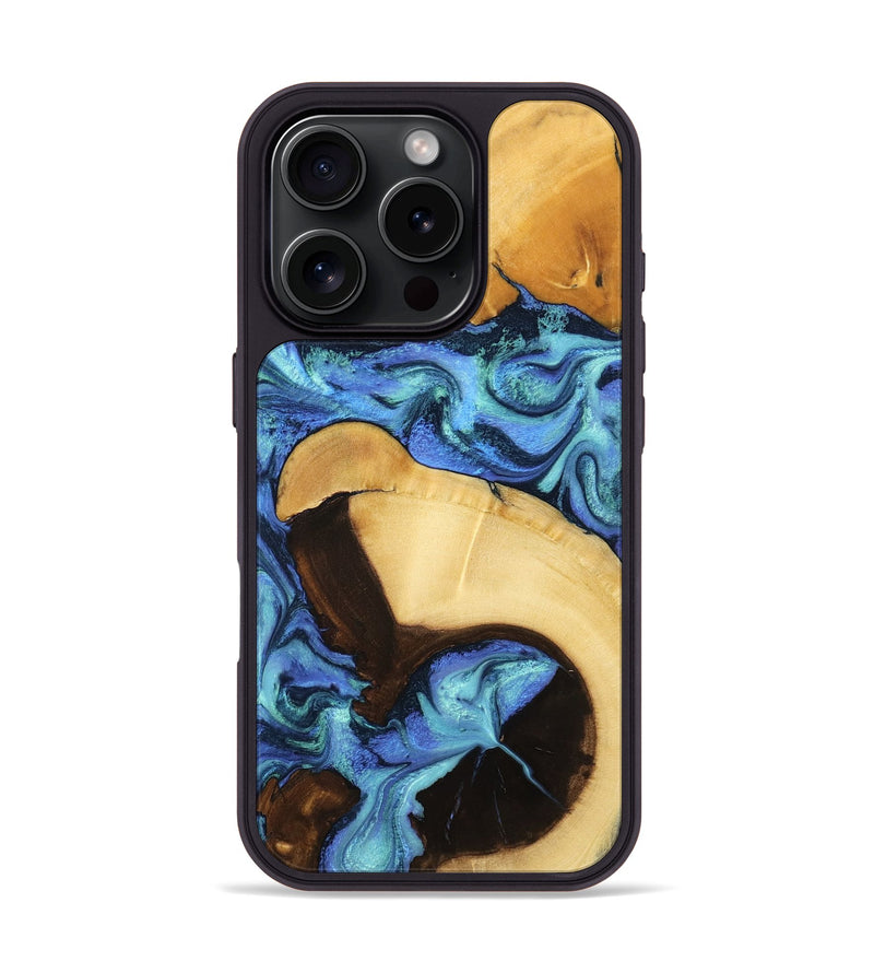 iPhone 16 Pro Wood Phone Case - Chantal (Blue, 799072)