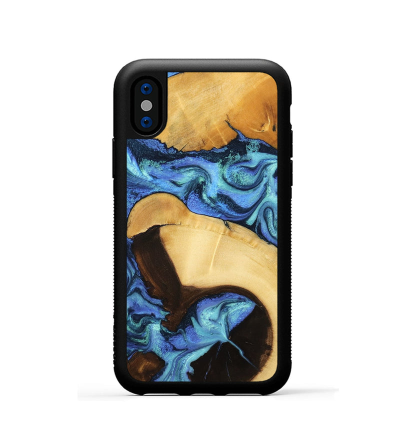 iPhone Xs Wood Phone Case - Chantal (Blue, 799072)