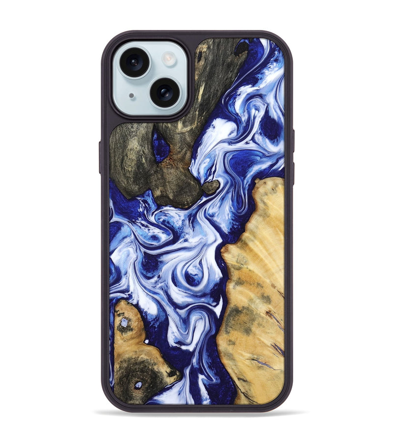 iPhone 15 Plus Wood Phone Case - Suzette (Blue, 799074)