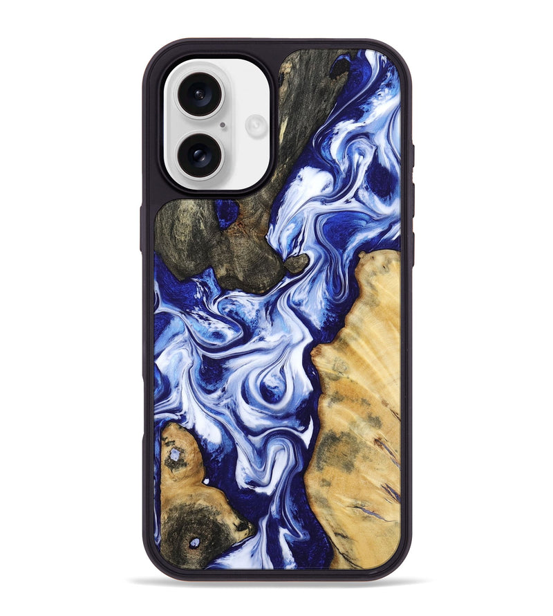 iPhone 16 Plus Wood Phone Case - Suzette (Blue, 799074)