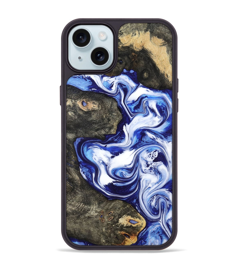 iPhone 15 Plus Wood Phone Case - Moses (Blue, 799078)