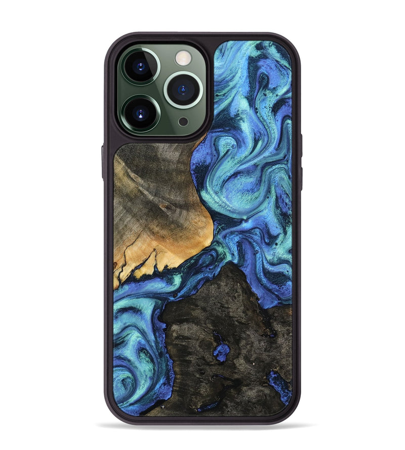 iPhone 13 Pro Max Wood Phone Case - Kylen (Blue, 799081)