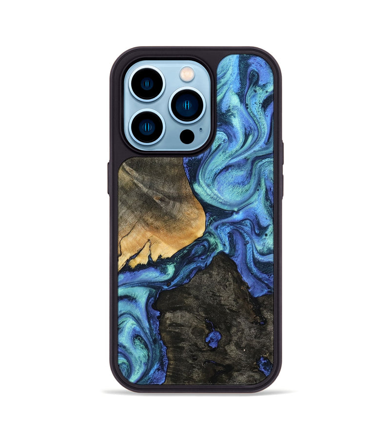 iPhone 14 Pro Wood Phone Case - Kylen (Blue, 799081)