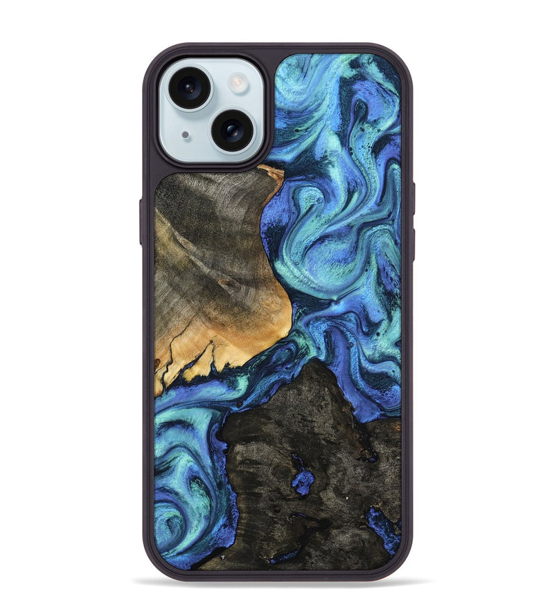 iPhone 15 Plus Wood Phone Case - Kylen (Blue, 799081)