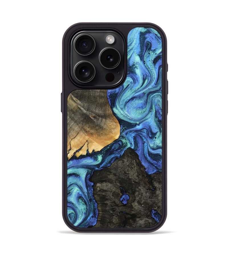 iPhone 15 Pro Wood Phone Case - Kylen (Blue, 799081)