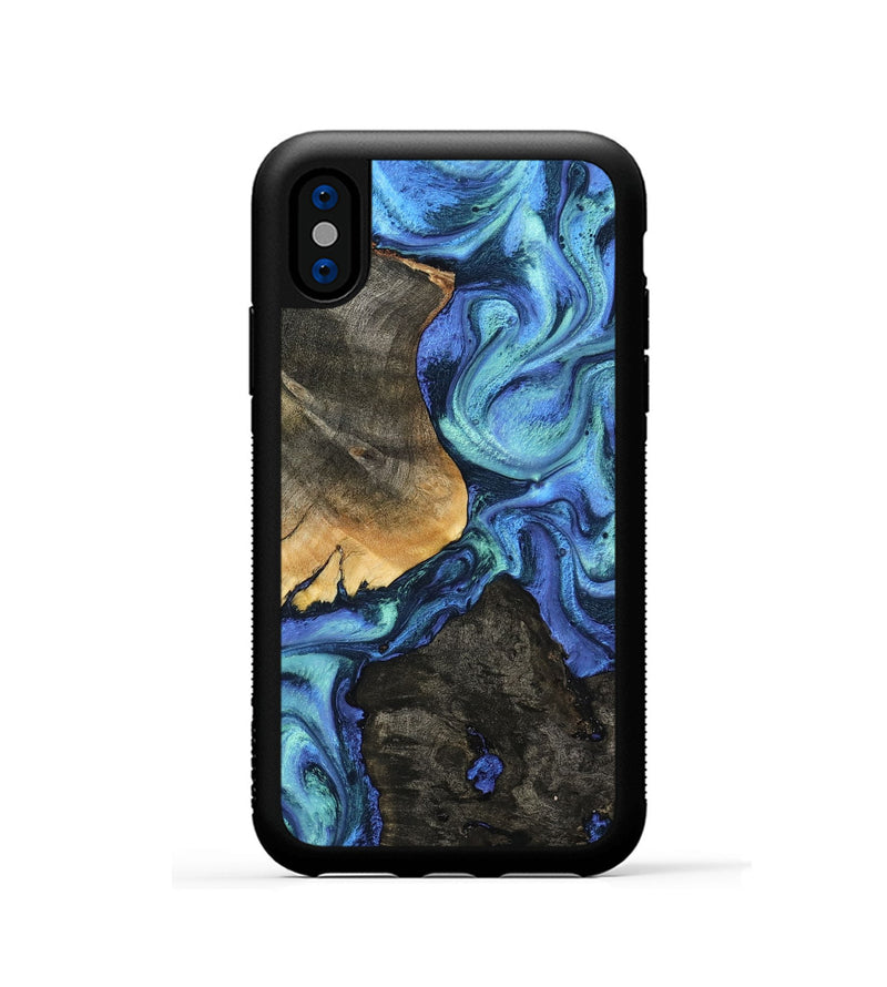 iPhone Xs Wood Phone Case - Kylen (Blue, 799081)