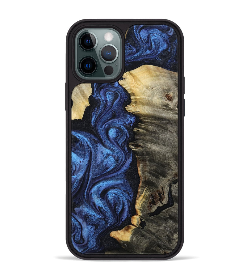 iPhone 12 Pro Max Wood Phone Case - Toya (Blue, 799082)