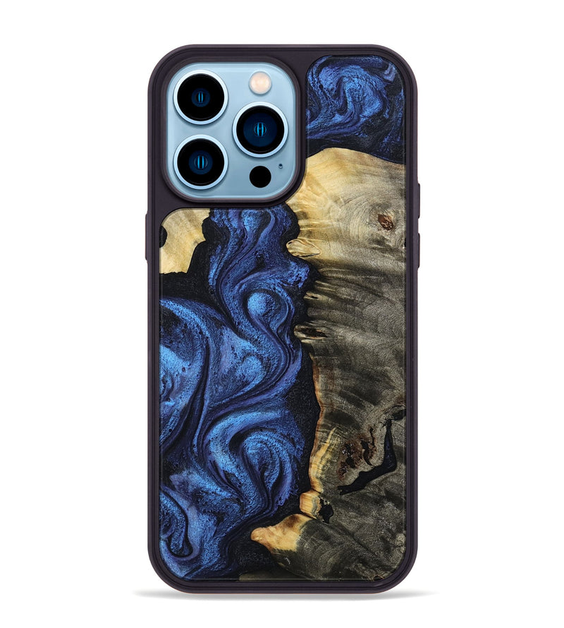 iPhone 14 Pro Max Wood Phone Case - Toya (Blue, 799082)