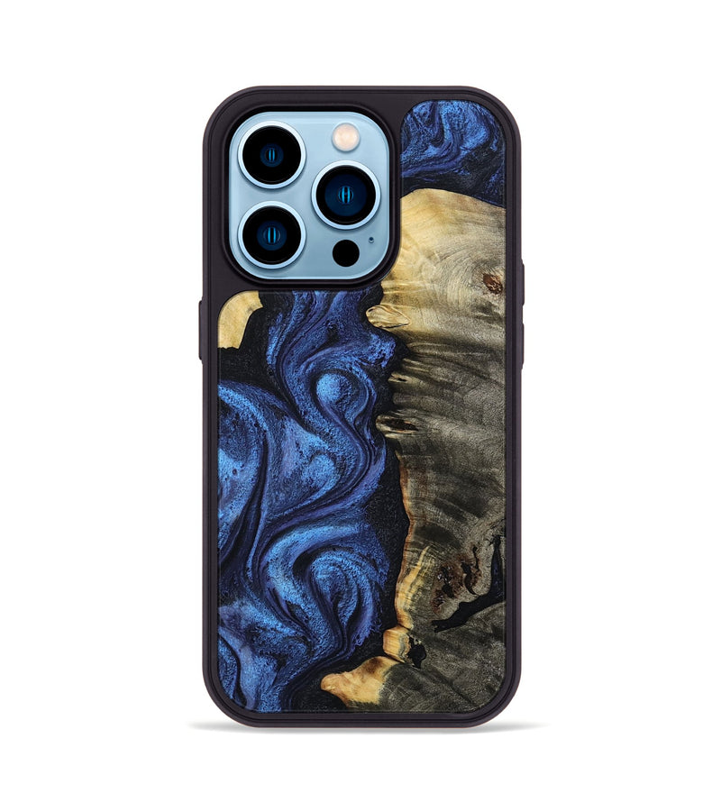 iPhone 14 Pro Wood Phone Case - Toya (Blue, 799082)