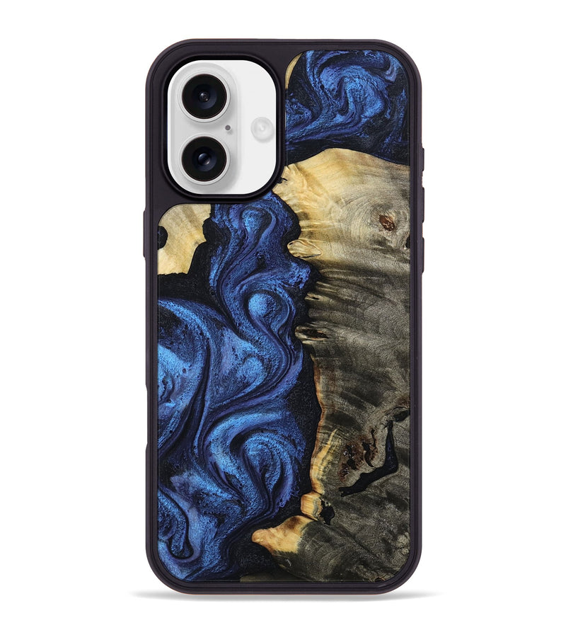 iPhone 16 Plus Wood Phone Case - Toya (Blue, 799082)