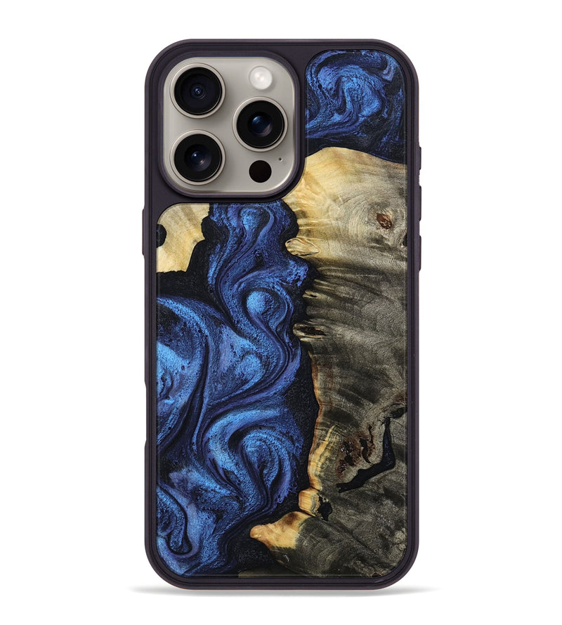 iPhone 16 Pro Max Wood Phone Case - Toya (Blue, 799082)