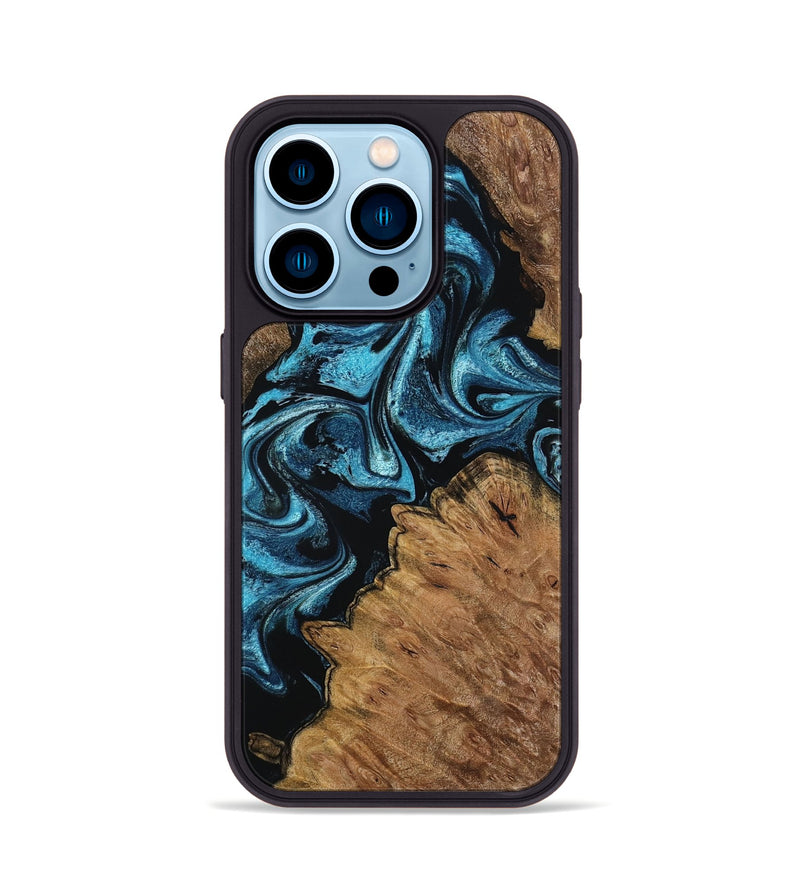 iPhone 14 Pro Wood Phone Case - Winona (Blue, 799083)
