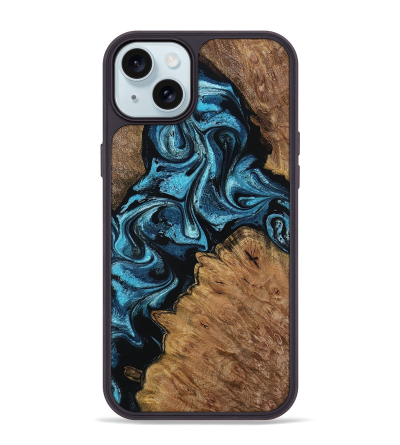 iPhone 15 Plus Wood Phone Case - Winona (Blue, 799083)