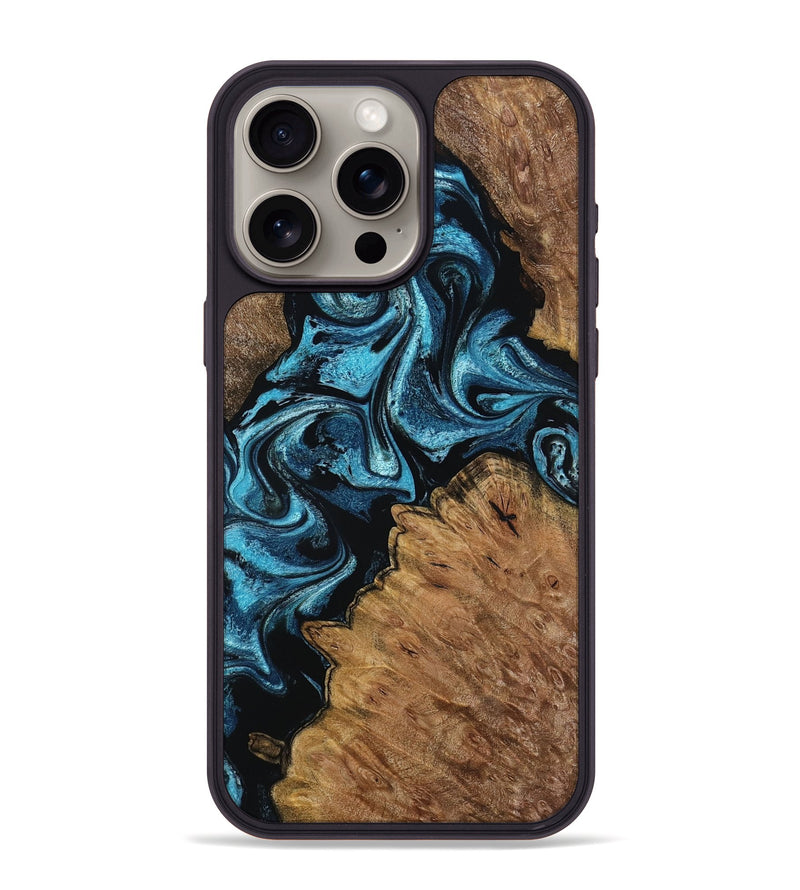 iPhone 15 Pro Max Wood Phone Case - Winona (Blue, 799083)