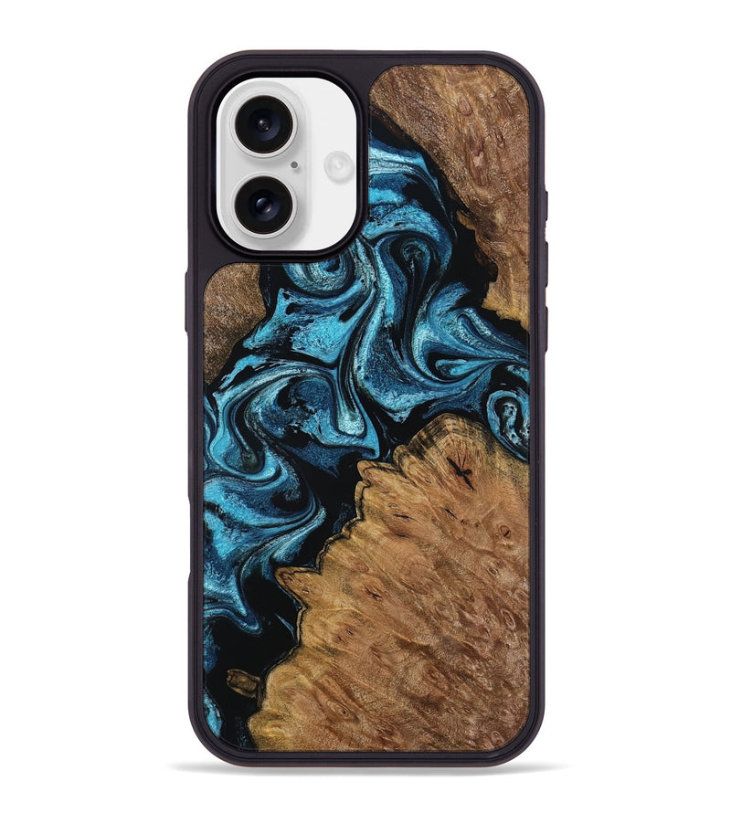 iPhone 16 Plus Wood Phone Case - Winona (Blue, 799083)
