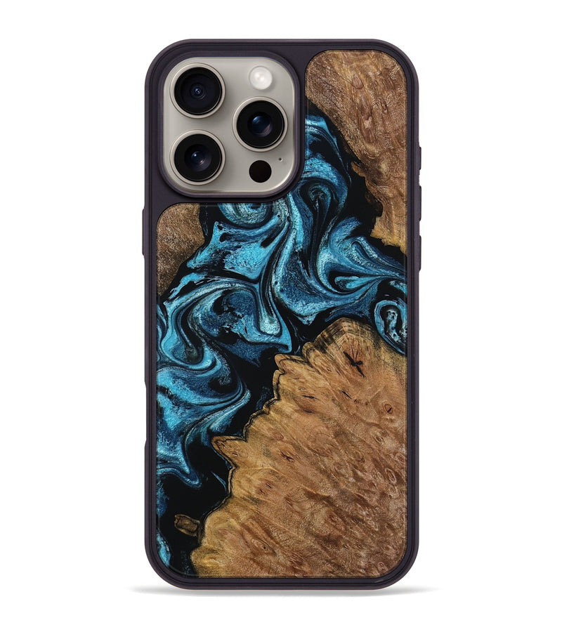 iPhone 16 Pro Max Wood Phone Case - Winona (Blue, 799083)