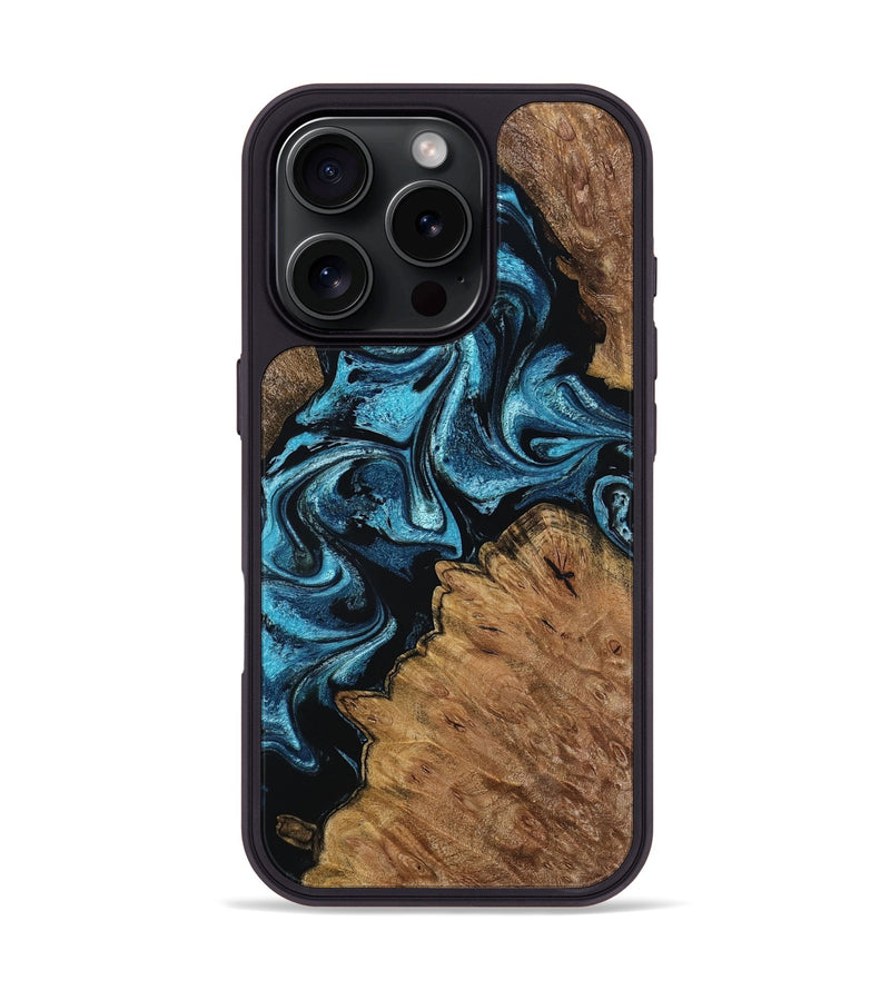 iPhone 16 Pro Wood Phone Case - Winona (Blue, 799083)