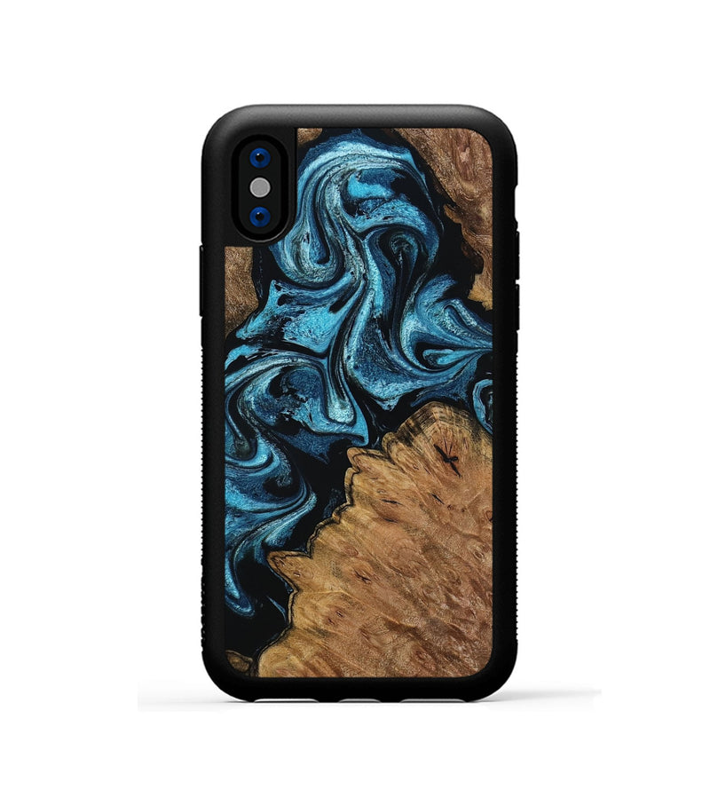 iPhone Xs Wood Phone Case - Winona (Blue, 799083)