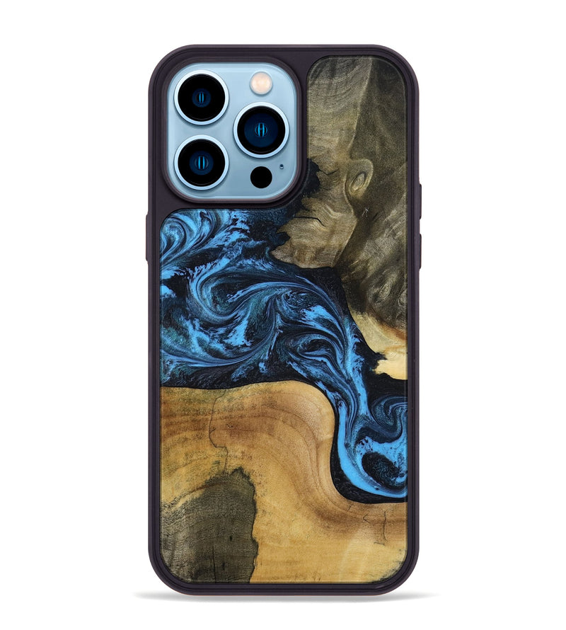 iPhone 14 Pro Max Wood Phone Case - Valorie (Blue, 799084)