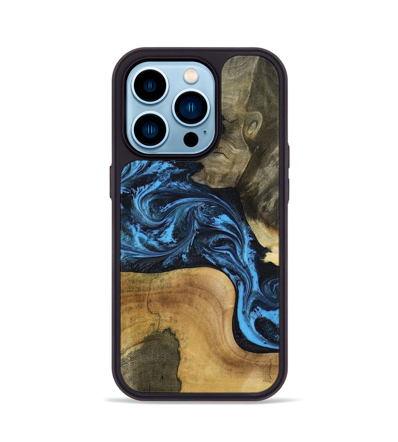iPhone 14 Pro Wood Phone Case - Valorie (Blue, 799084)