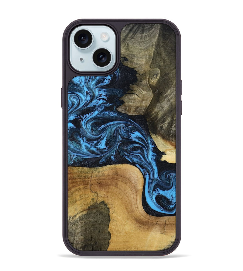 iPhone 15 Plus Wood Phone Case - Valorie (Blue, 799084)