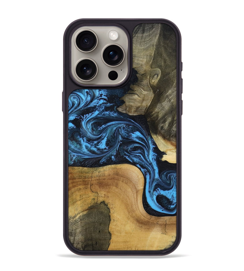 iPhone 15 Pro Max Wood Phone Case - Valorie (Blue, 799084)